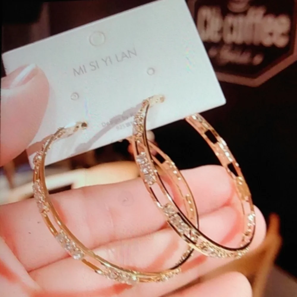 New Rose Gold Diamond CZ Earrings - Picture 5 of 5